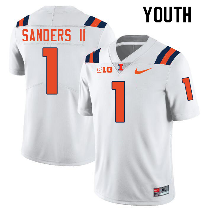 Youth #1 Mario Sanders II Illinois Fighting Illini College Football Jerseys Stitched-White